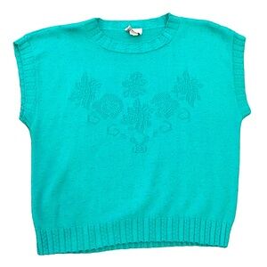 Vintage Sweater Floral Dolman Sleeve Sweater Vest Lightweight Size Large